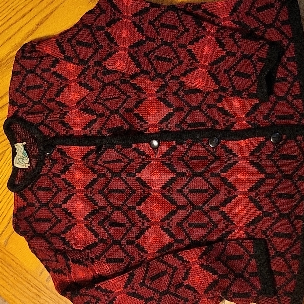Vintage red button sweater